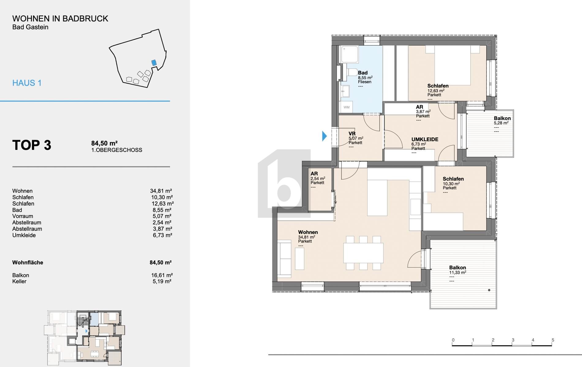 MIT BALKON UND WEITSICHT! MODERNER NEUBAU IN HOHER QUALIT�T H1/3 /  / 5640&nbsp;Bad Gastein / Bild 4