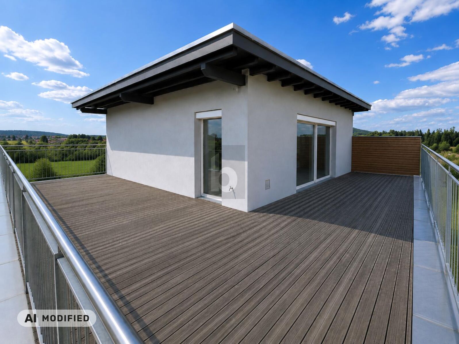 AUSSERGEW�HNLICH GROSSE DACHTERRASSE �BER DREI SEITEN MIT TRAUMHAFTEM WEITBLICK